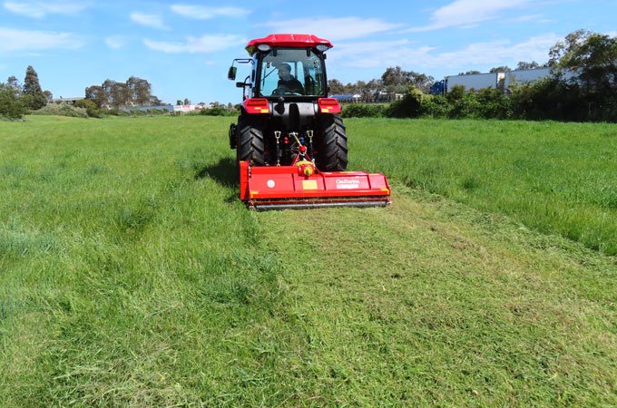 APOLLO-604-AC-CAB-TRACTOR-5 APOLLO 60hp AC cab tractor mowing with a 186cm Del Morino Flipper flail mower.