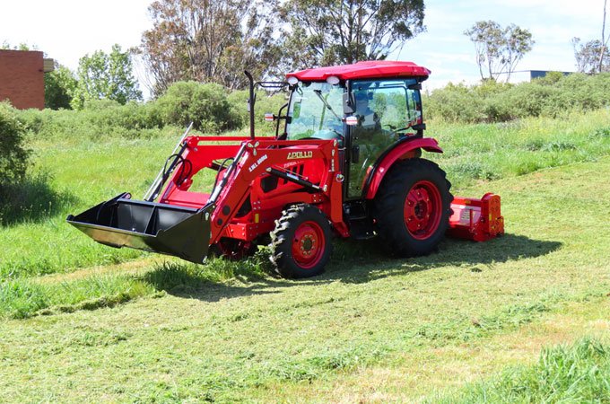 Del-Morino-FP186-Flail-Mower APOLLO 60hp AC cab tractor with FP186 Del Morino flail mower.